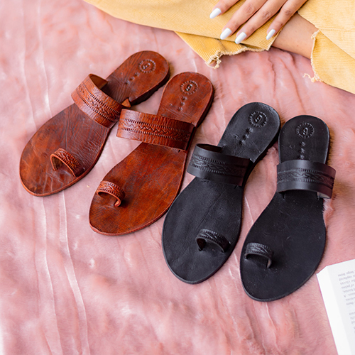 Leather Toe Ring Flat
