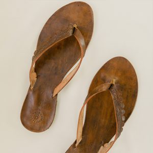 Leather KYRA Flat-Brown