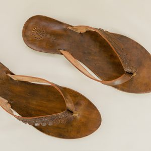 Leather KYRA Flat-Brown