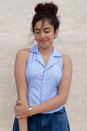 Blue Waistcoat Top