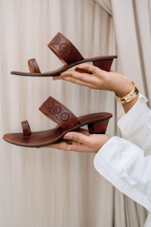Leather Toe Ring Heels