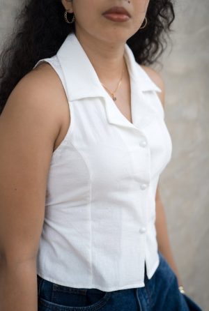 White Waiscoat Top